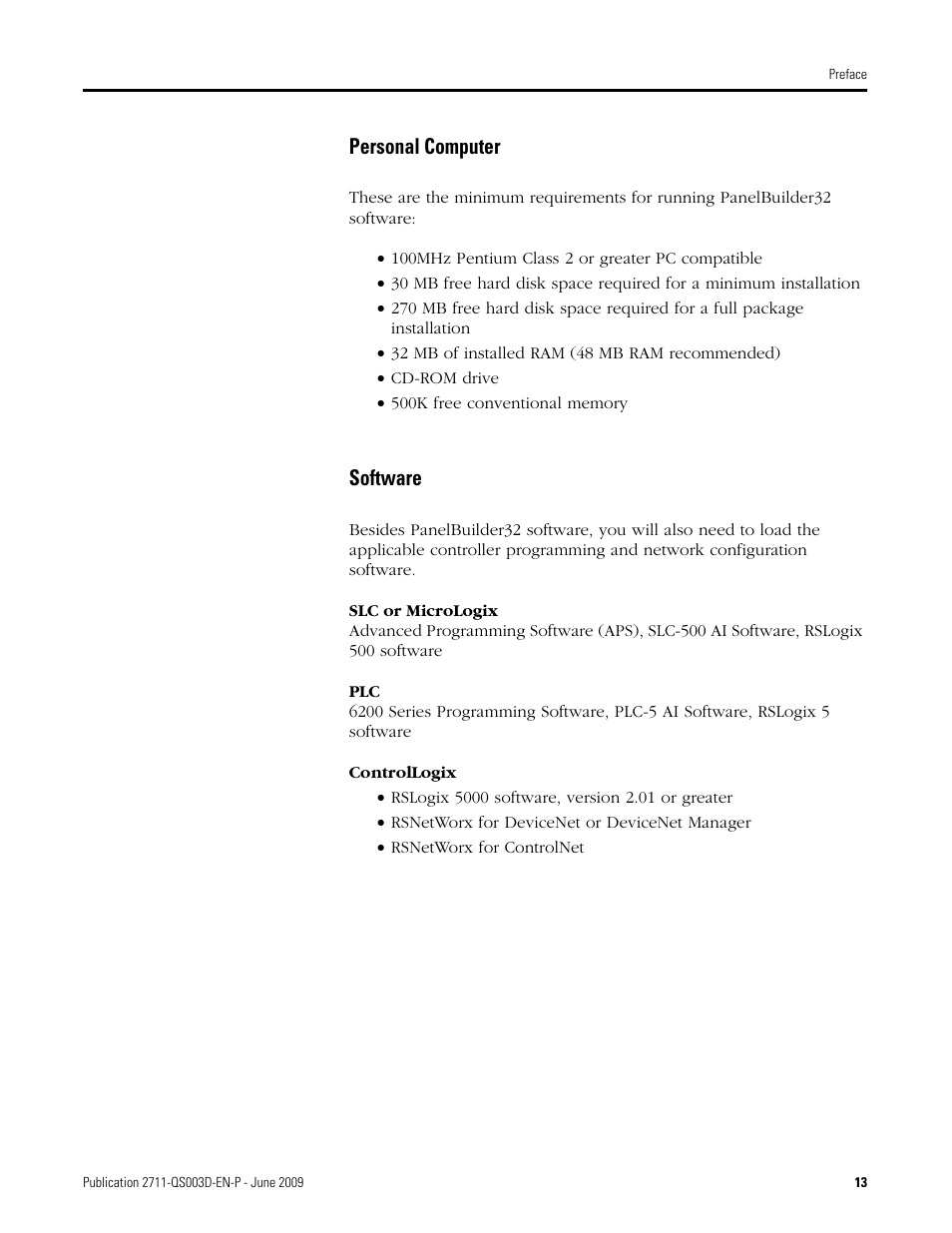 Personal computer, Software, Personal computer software | Rockwell Automation 2711-ND3 PanelBuilder32 Quick Start Manual User Manual | Page 13 / 120