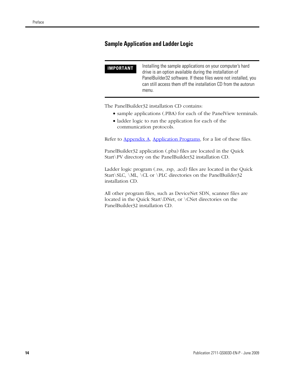 Sample application and ladder logic | Rockwell Automation 2711-ND3 PanelBuilder32 Quick Start Manual User Manual | Page 14 / 120