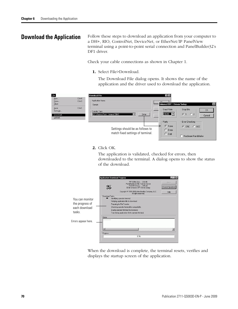 Download the application | Rockwell Automation 2711-ND3 PanelBuilder32 Quick Start Manual User Manual | Page 70 / 120