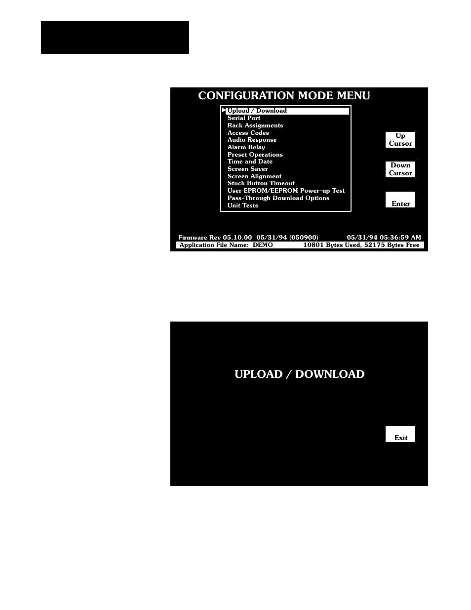 Configuration mode menu, Upload / download, Transferring application files serially chapter 3 | Rockwell Automation 2711 PanelBuilder 1200 Transfer Utility User Manual | Page 22 / 64
