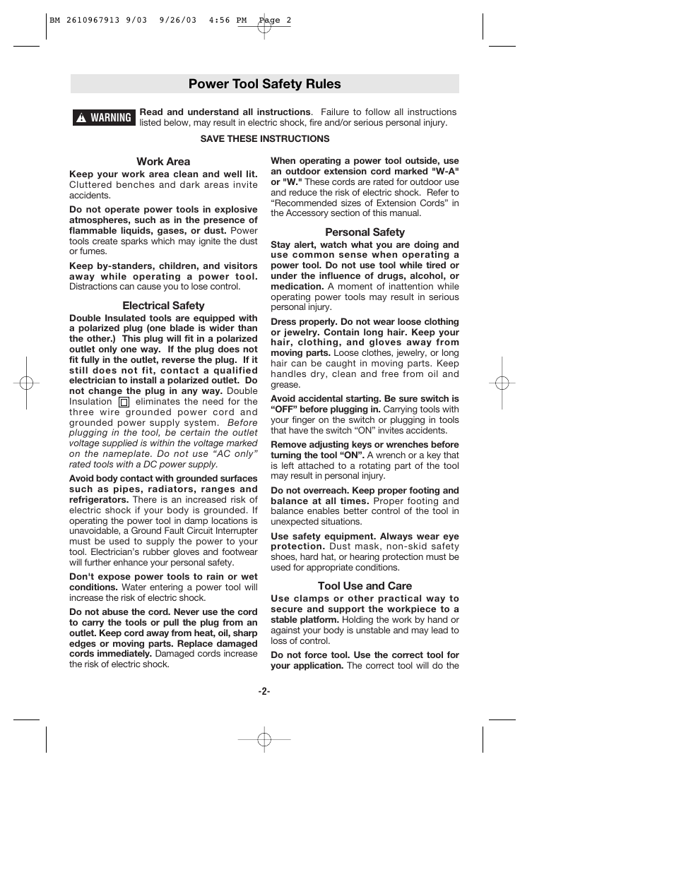 Power tool safety rules | Bosch 1276D User Manual | Page 2 / 32