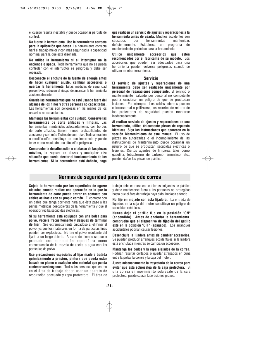 Normas de seguridad para lijadoras de correa | Bosch 1276D User Manual | Page 21 / 32