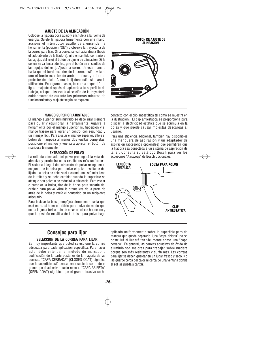 Consejos para lijar | Bosch 1276D User Manual | Page 26 / 32