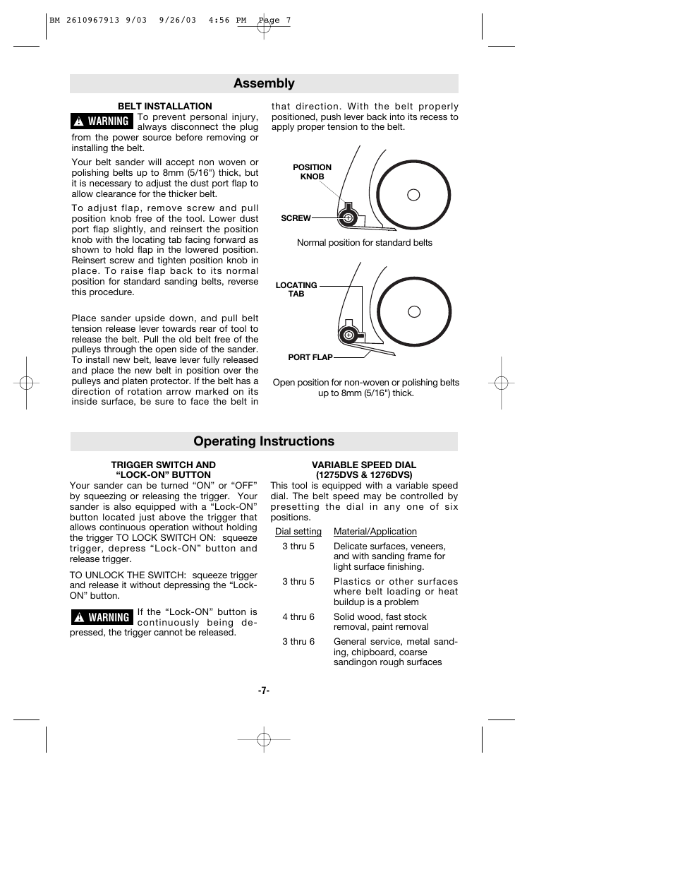 Operating instructions, Assembly | Bosch 1276D User Manual | Page 7 / 32