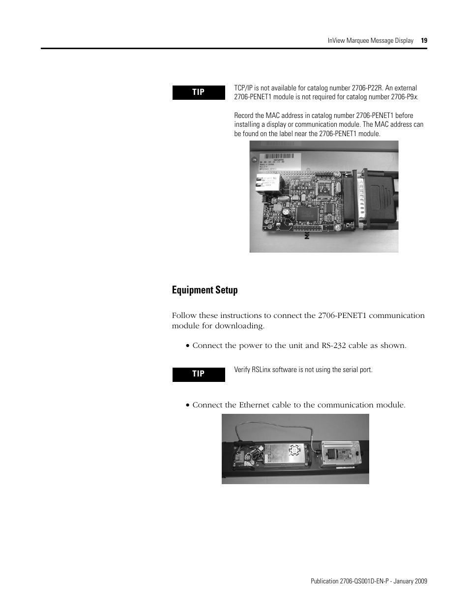 Equipment setup | Rockwell Automation 2706-P_P InView Quick Start User Manual | Page 19 / 24