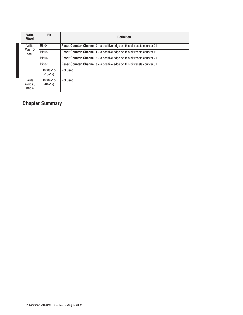 Chapter summary | Rockwell Automation 1794-IP4 Series B FLEX I/O PULSE COUNTER User Manual User Manual | Page 45 / 71