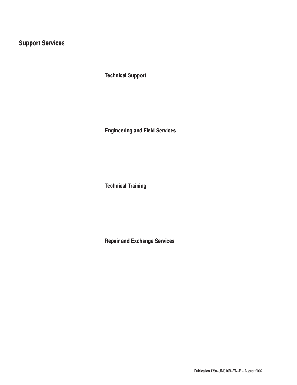 Support services | Rockwell Automation 1794-IP4 Series B FLEX I/O PULSE COUNTER User Manual User Manual | Page 70 / 71