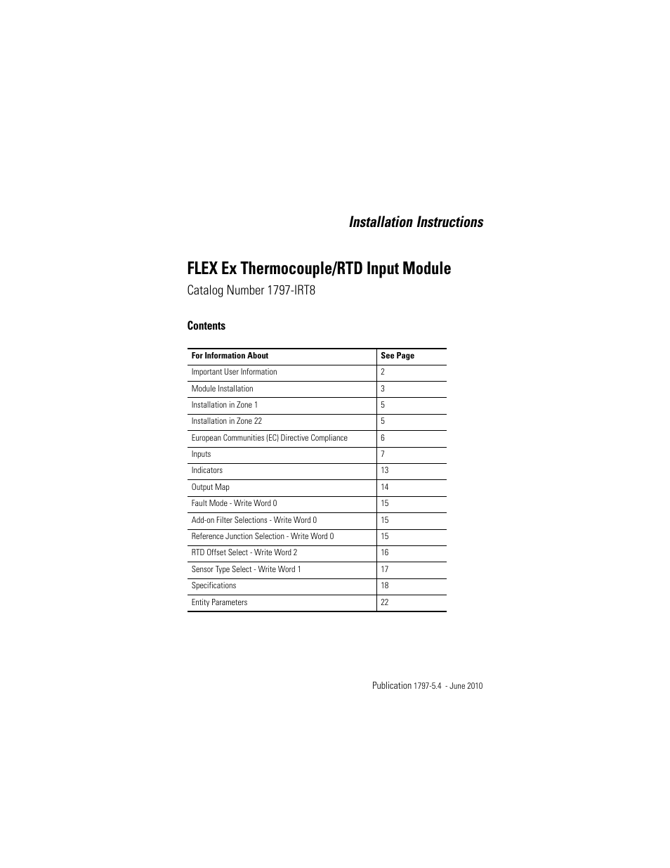 Rockwell Automation 1797-IRT8 FLEX Ex Thermocouple/RTD Module User Manual | 32 pages