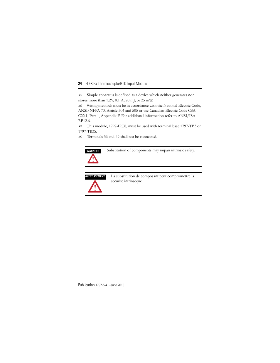 Rockwell Automation 1797-IRT8 FLEX Ex Thermocouple/RTD Module User Manual | Page 24 / 32