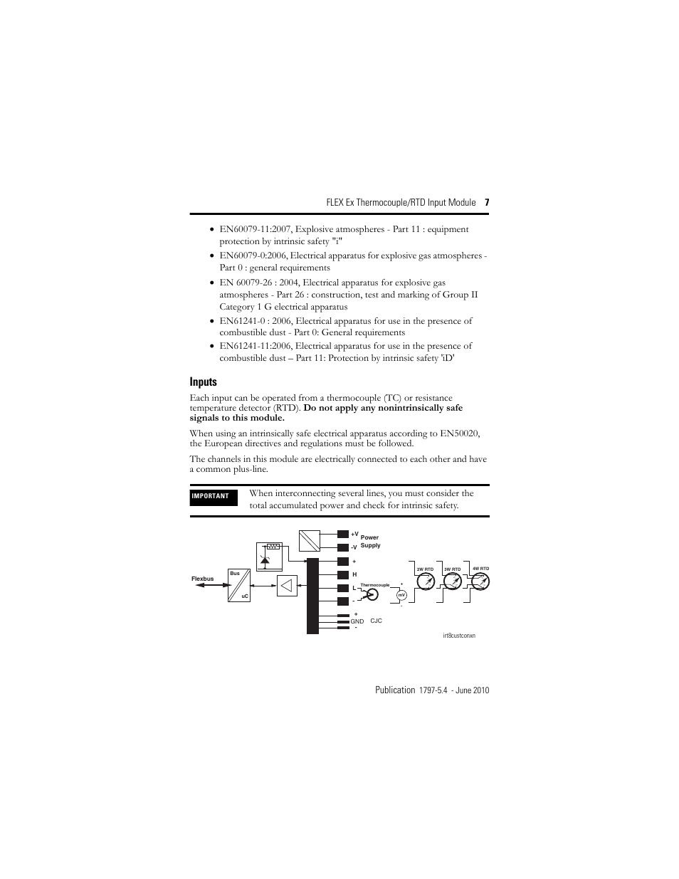 Inputs | Rockwell Automation 1797-IRT8 FLEX Ex Thermocouple/RTD Module User Manual | Page 7 / 32