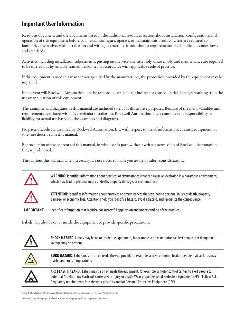 Important user information | Rockwell Automation 6181F_P Series E Integrated Display Computers User Manual User Manual | Page 2 / 76
