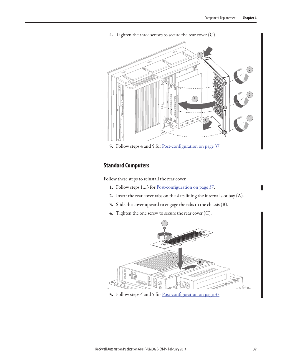 Standard computers | Rockwell Automation 6181F_P Series E Integrated Display Computers User Manual User Manual | Page 39 / 76