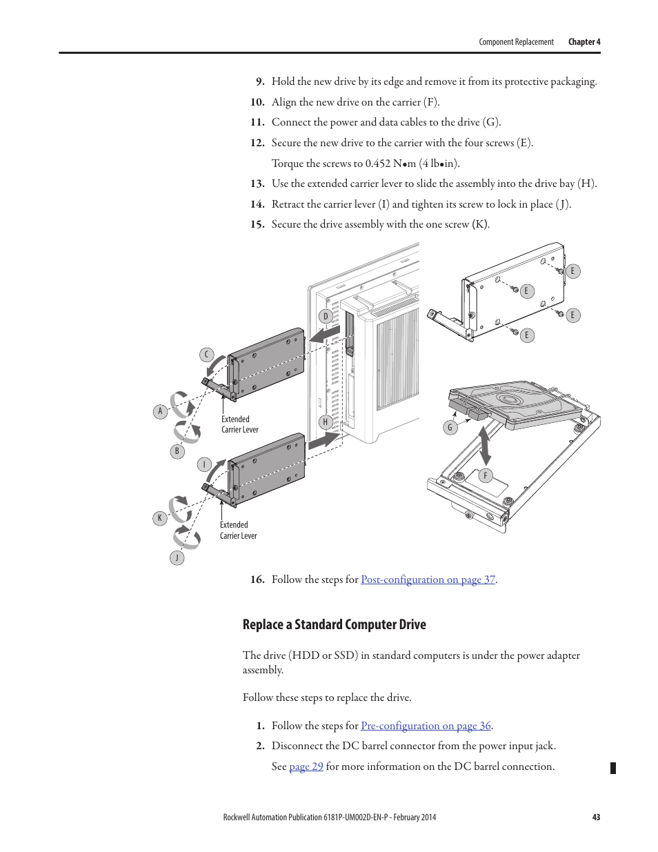 Replace a standard computer drive | Rockwell Automation 6181F_P Series E Integrated Display Computers User Manual User Manual | Page 43 / 76