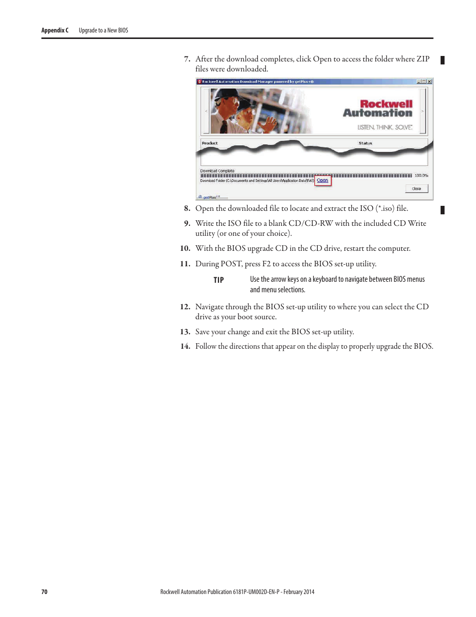Rockwell Automation 6181F_P Series E Integrated Display Computers User Manual User Manual | Page 70 / 76