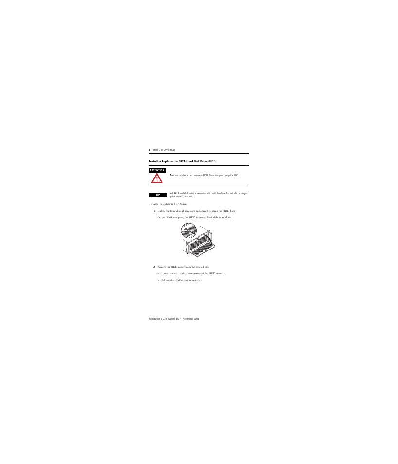 Install or replace the sata hard disk drive (hdd) | Rockwell Automation 6189V-35HDDST160 Hard Disk Drive User Manual | Page 6 / 12