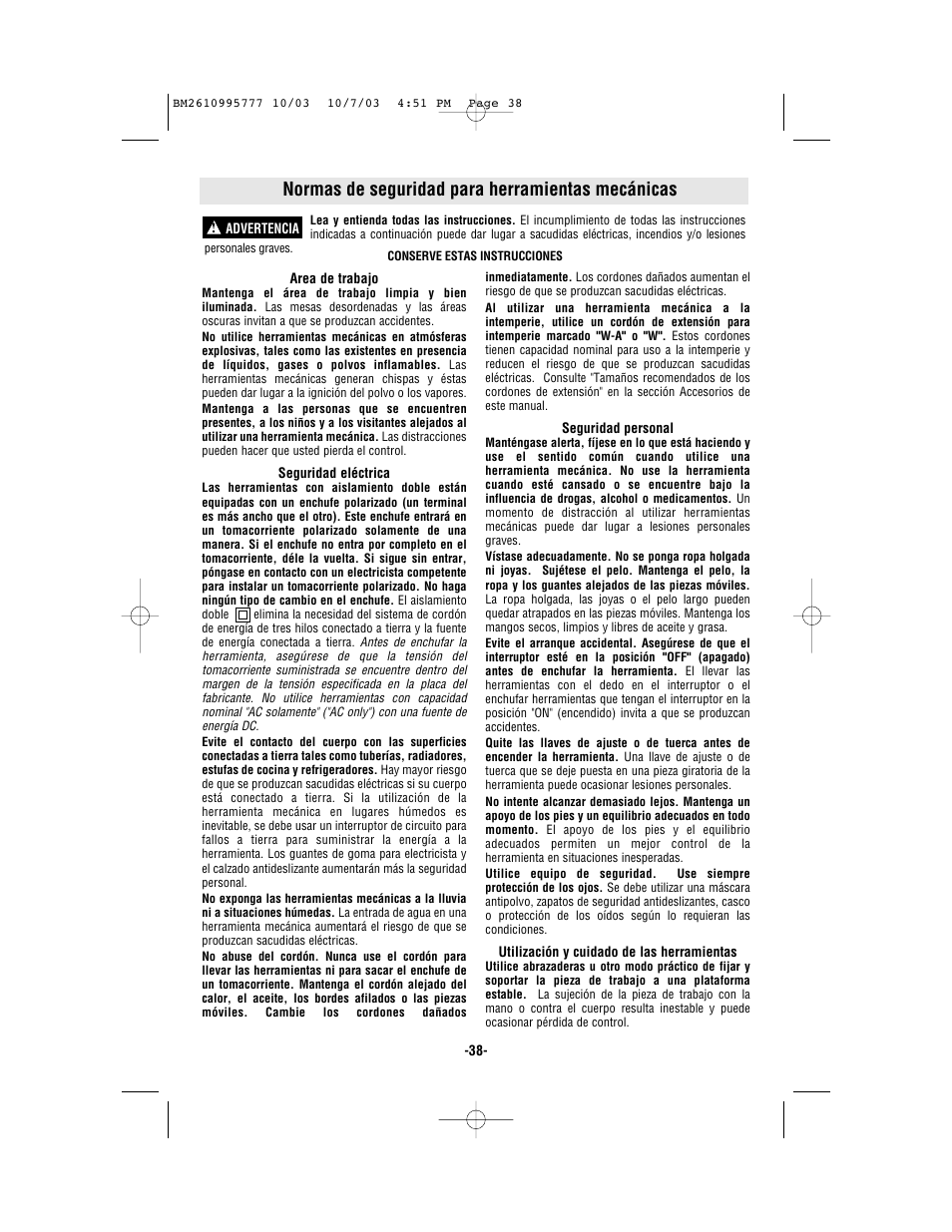 Normas de seguridad para herramientas mecánicas | Bosch 1619EVS User Manual | Page 38 / 56