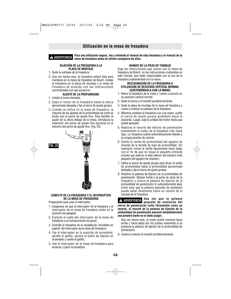 Utilización en la mesa de fresadora | Bosch 1619EVS User Manual | Page 54 / 56