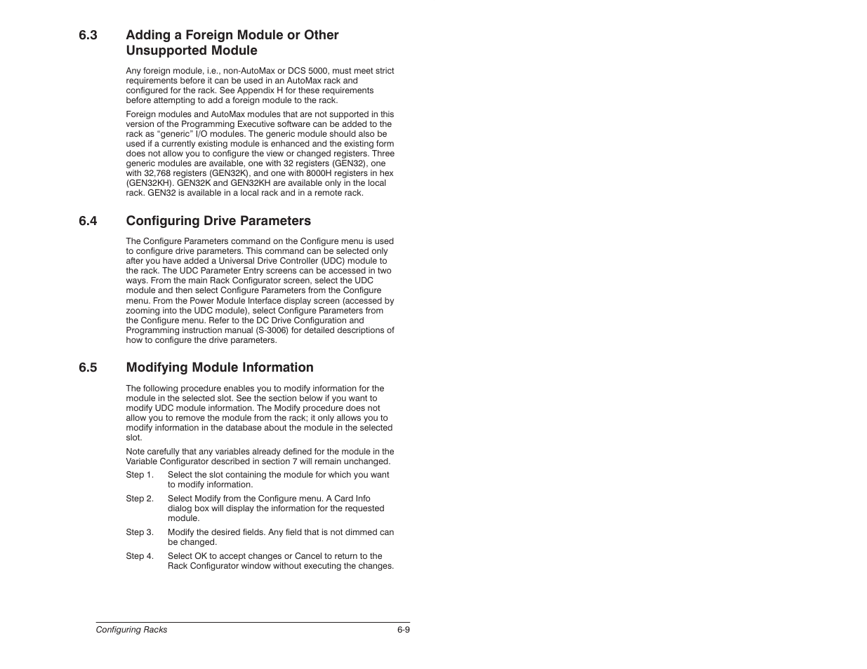 4 configuring drive parameters, 5 modifying module information | Rockwell Automation 57C650 AutoMax Programming Executive Version 3.8 User Manual | Page 107 / 298