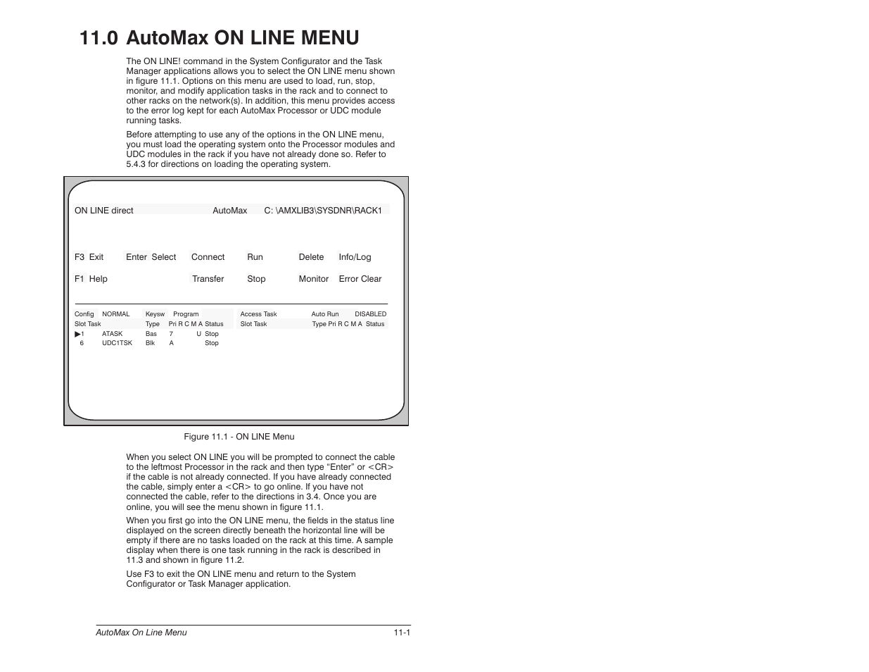 0 - automax on line menu, 0 automax on line menu | Rockwell Automation 57C650 AutoMax Programming Executive Version 3.8 User Manual | Page 159 / 298