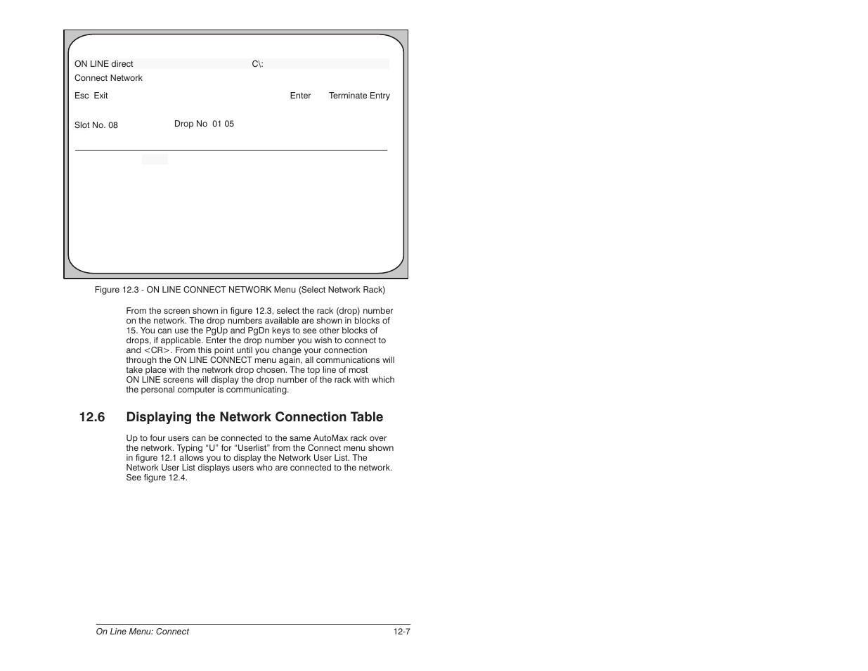 6 displaying the network connection table | Rockwell Automation 57C650 AutoMax Programming Executive Version 3.8 User Manual | Page 169 / 298