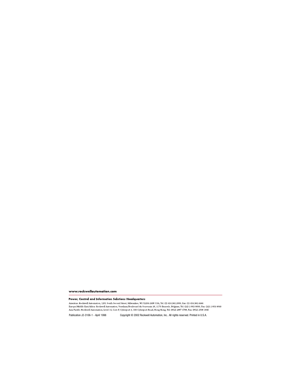 Back cover | Rockwell Automation 57C650 AutoMax Programming Executive Version 3.8 User Manual | Page 298 / 298