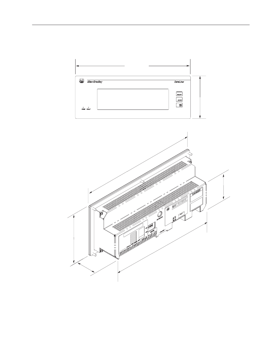 Dimensions of the 4-line dl40 plus | Rockwell Automation 2706-LV2P_LV2R_LV4P_LV4R DL40 PLUS USER MANUAL User Manual | Page 134 / 198