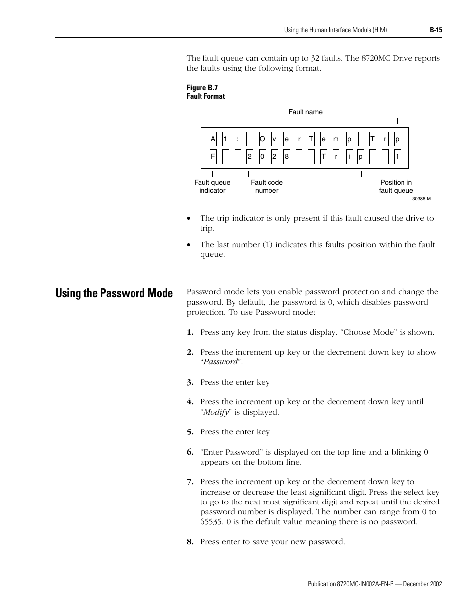 Using the password mode | Rockwell Automation 8720MC Drives Integration Manual User Manual | Page 109 / 211