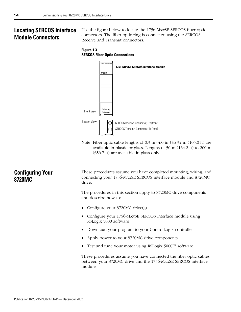 Locating sercos interface module connectors, Configuring your 8720mc | Rockwell Automation 8720MC Drives Integration Manual User Manual | Page 16 / 211