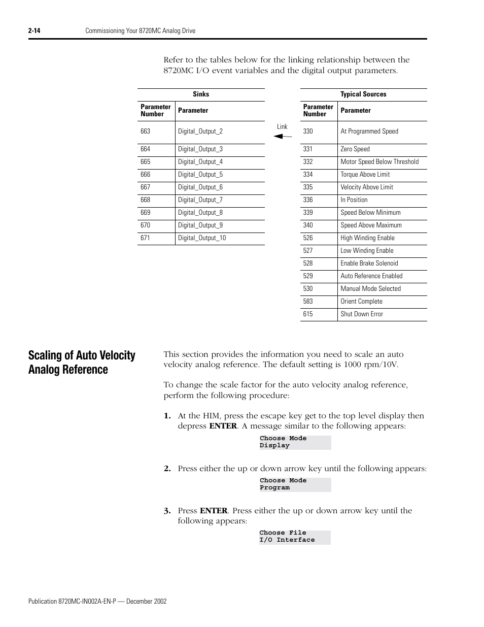 Scaling of auto velocity analog reference, Scaling of auto velocity analog reference -14 | Rockwell Automation 8720MC Drives Integration Manual User Manual | Page 46 / 211