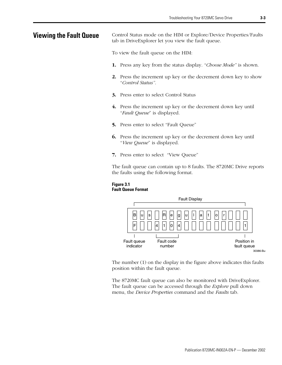 Viewing the fault queue, Viewing the fault queue -3 | Rockwell Automation 8720MC Drives Integration Manual User Manual | Page 57 / 211