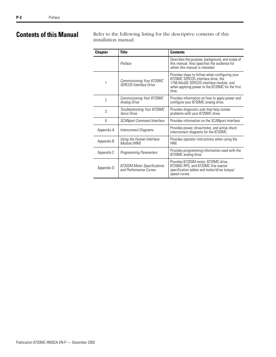 Contents of this manual | Rockwell Automation 8720MC Drives Integration Manual User Manual | Page 8 / 211