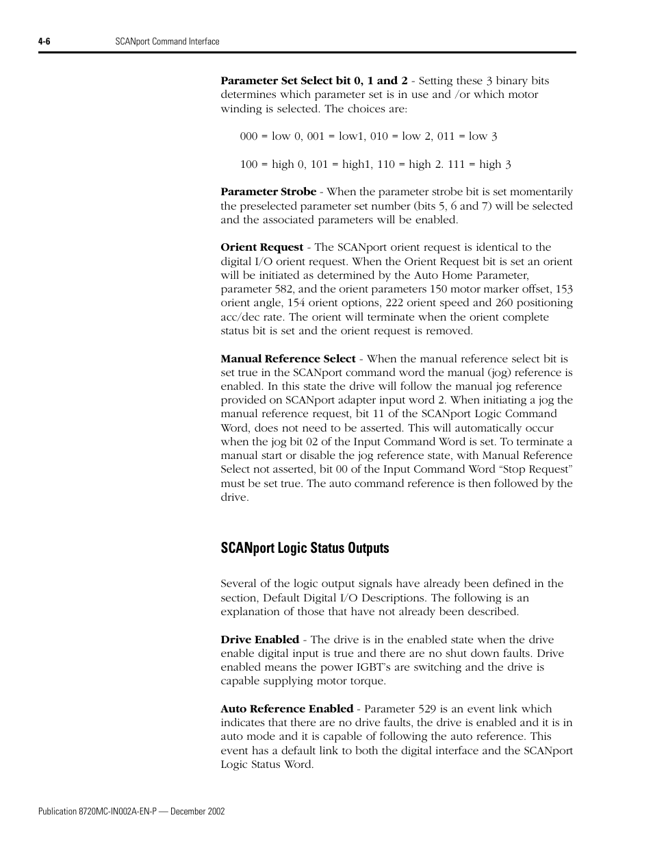 Scanport logic status outputs, Scanport logic status outputs -6 | Rockwell Automation 8720MC Drives Integration Manual User Manual | Page 80 / 211