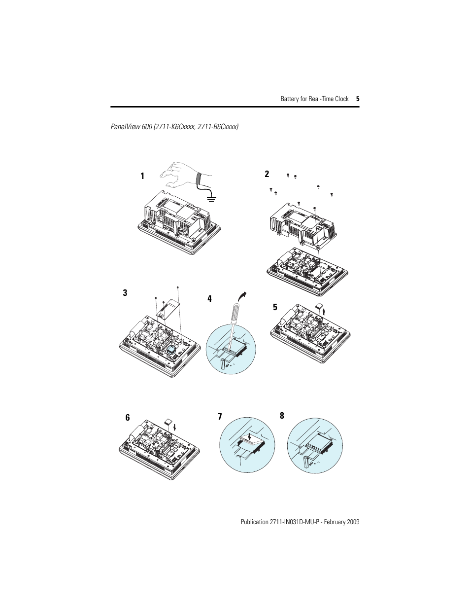 Panelview 600 (2711-k6cxxxx, 2711-b6cxxxx) | Rockwell Automation 2711-NB4 Battery for Real-Time Clock User Manual | Page 5 / 12