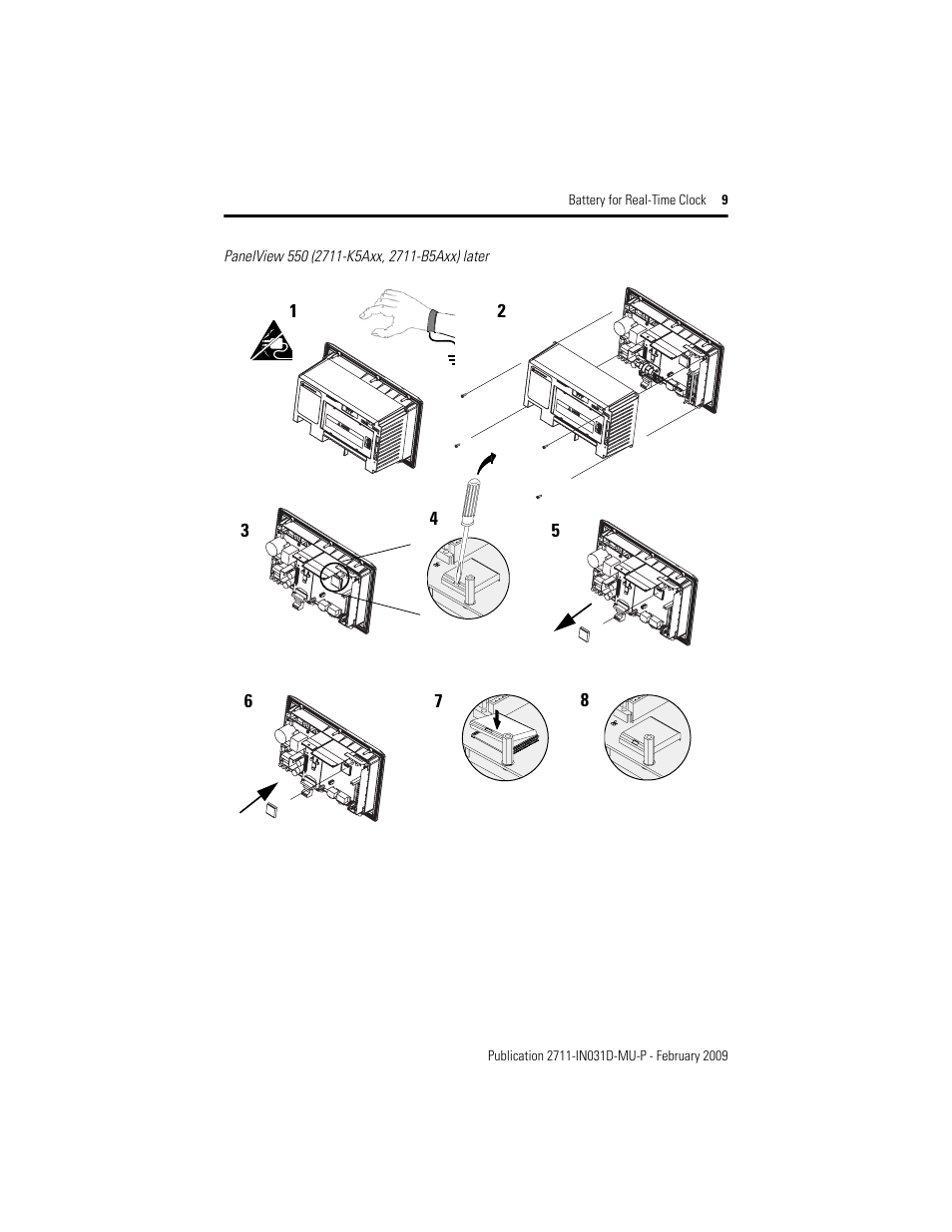 Panelview 550 (2711-k5axx, 2711-b5axx) later | Rockwell Automation 2711-NB4 Battery for Real-Time Clock User Manual | Page 9 / 12