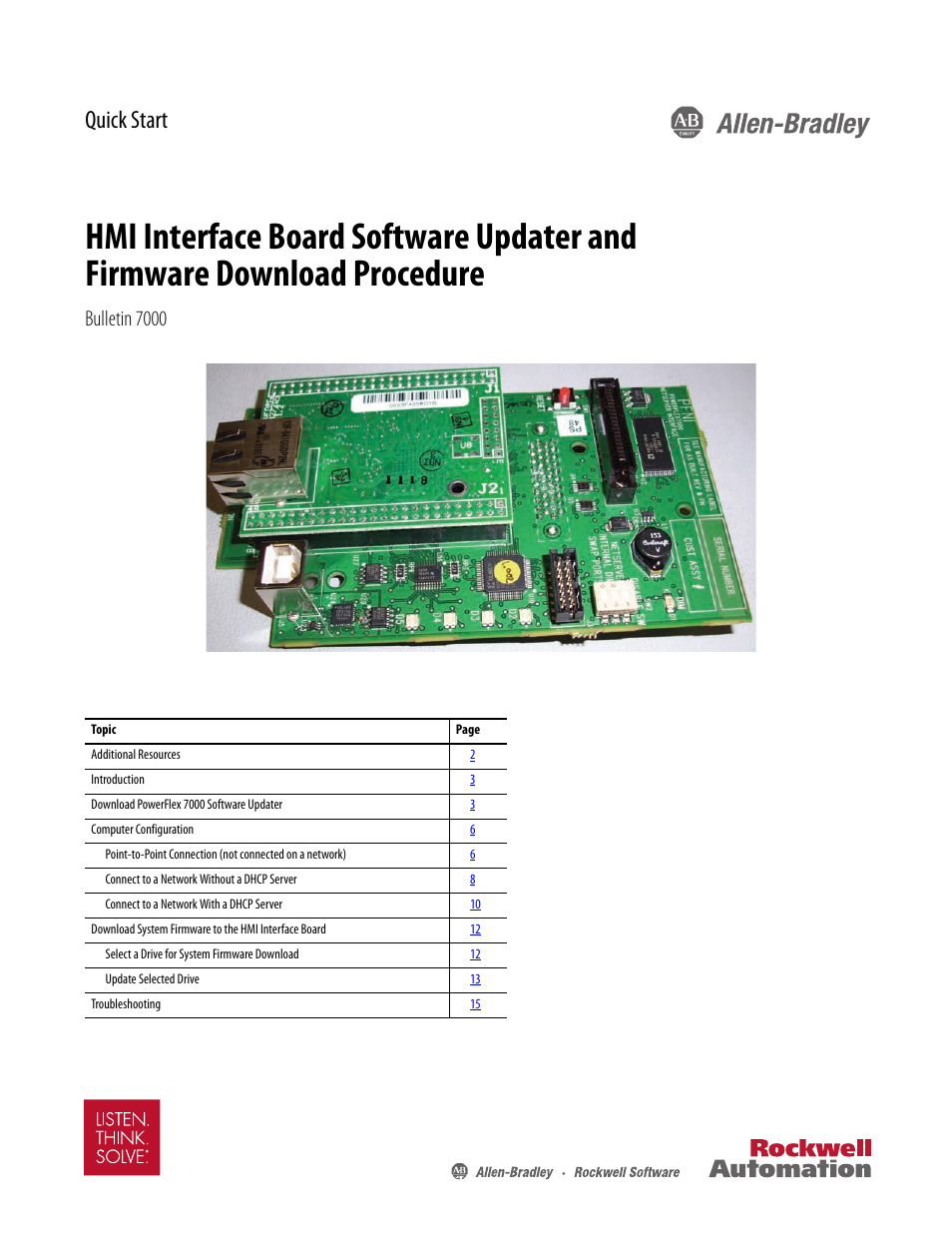 Rockwell Automation 7000 HMI Interface Board Software Updater and Firmware Download Procedure User Manual | 20 pages