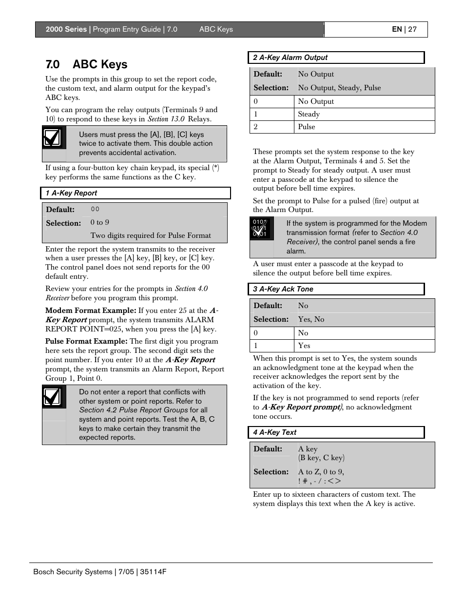 0 abc keys | Bosch 2000 User Manual | Page 27 / 72