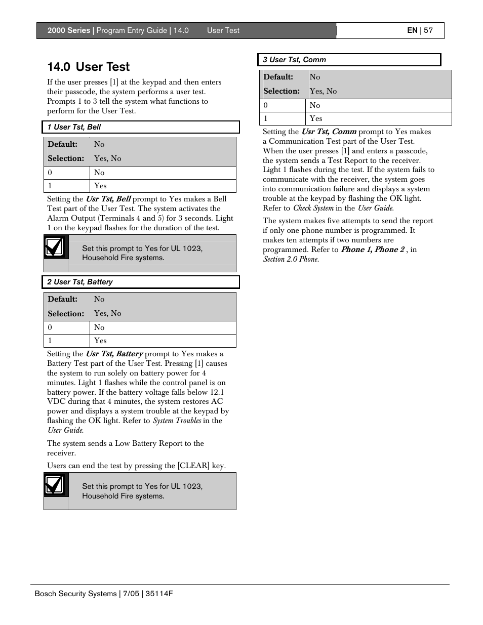 0 user test | Bosch 2000 User Manual | Page 57 / 72