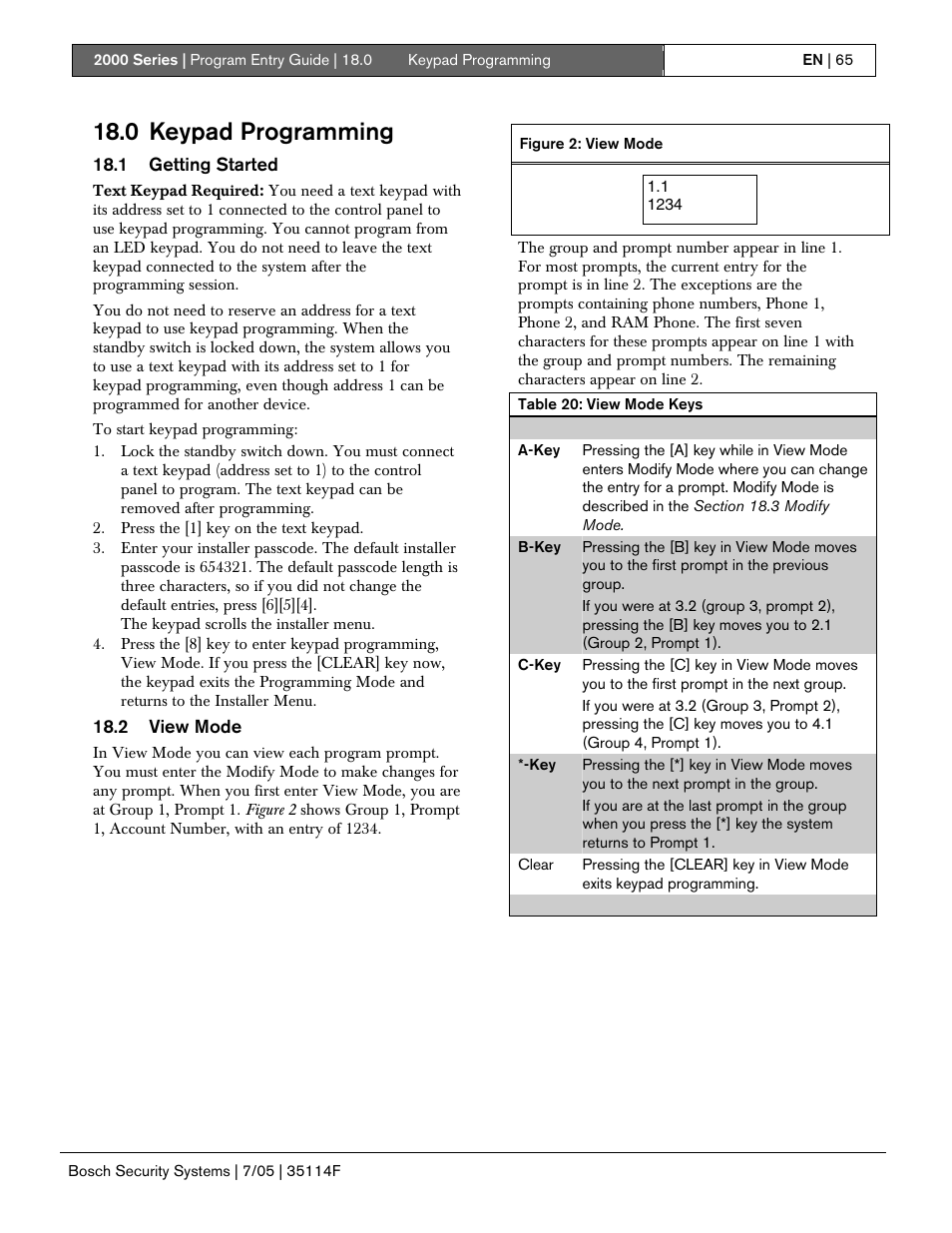 0 keypad programming | Bosch 2000 User Manual | Page 65 / 72