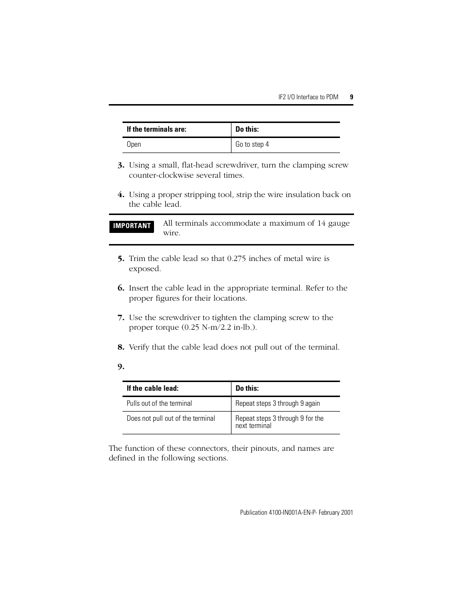 Rockwell Automation 4100-IF2 IF2 I/O Interface to PDM Installation Instructions User Manual | Page 9 / 12