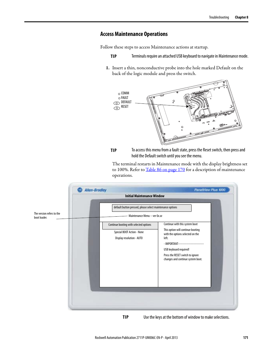 Access maintenance operations | Rockwell Automation 2711P-xxxx PanelView Plus 6 Terminals User Manual User Manual | Page 171 / 186