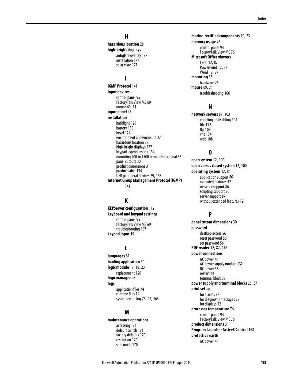 Rockwell Automation 2711P-xxxx PanelView Plus 6 Terminals User Manual User Manual | Page 181 / 186