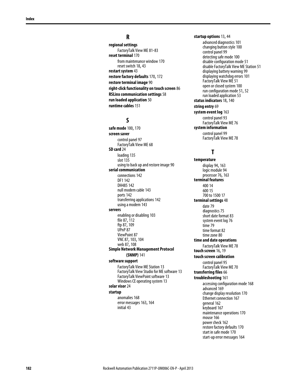 Rockwell Automation 2711P-xxxx PanelView Plus 6 Terminals User Manual User Manual | Page 182 / 186