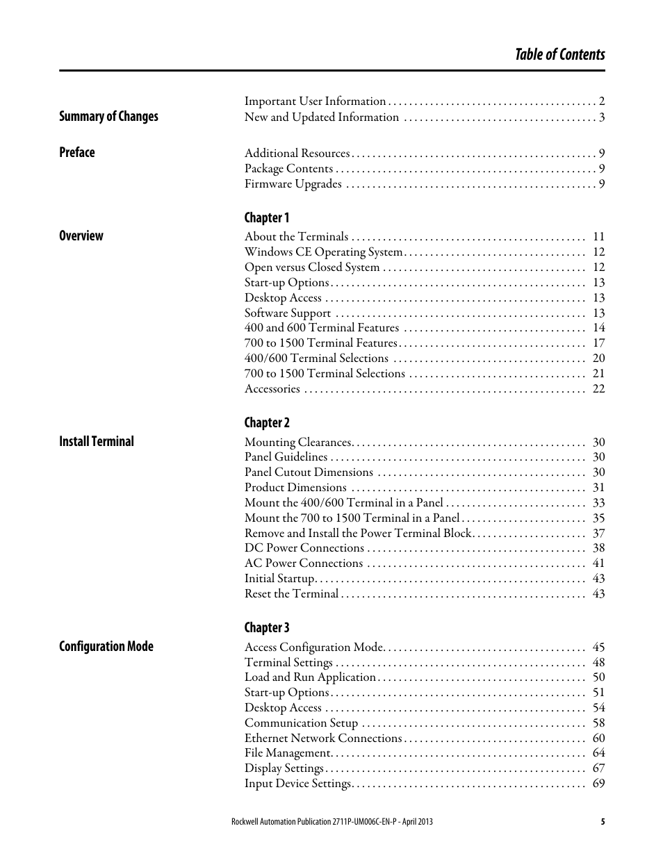 Rockwell Automation 2711P-xxxx PanelView Plus 6 Terminals User Manual User Manual | Page 5 / 186