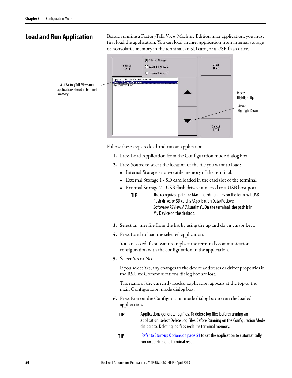 Load and run application | Rockwell Automation 2711P-xxxx PanelView Plus 6 Terminals User Manual User Manual | Page 50 / 186