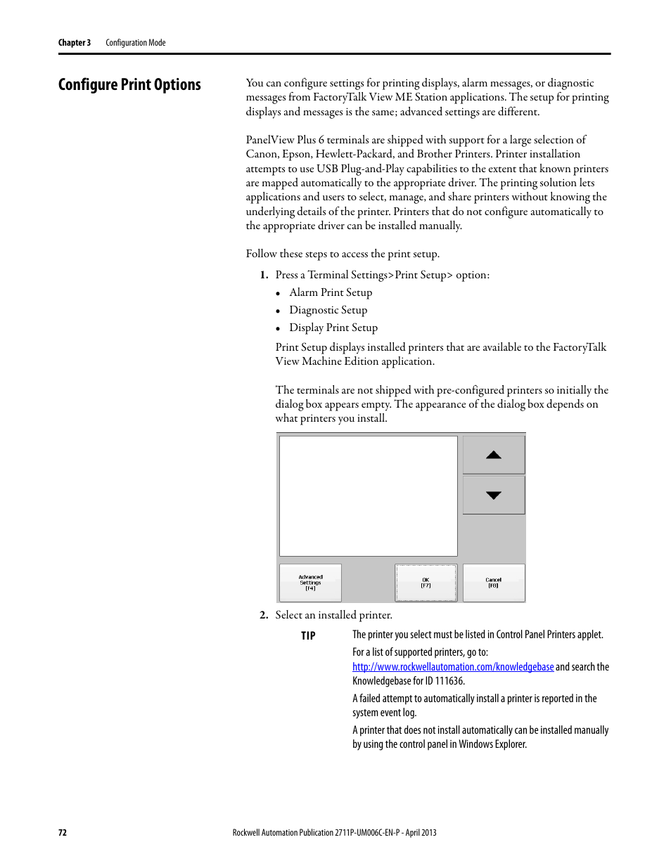 Configure print options | Rockwell Automation 2711P-xxxx PanelView Plus 6 Terminals User Manual User Manual | Page 72 / 186