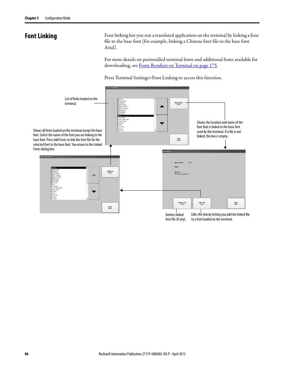 Font linking | Rockwell Automation 2711P-xxxx PanelView Plus 6 Terminals User Manual User Manual | Page 84 / 186