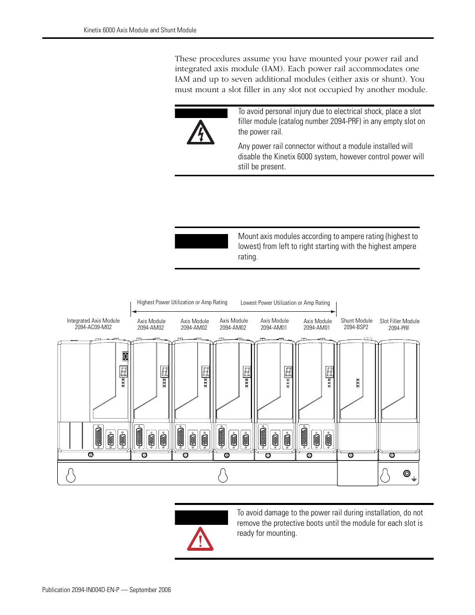 Installing the kinetix 6000 drive modules, Determining mounting order | Rockwell Automation 2094 Kinetix 6000 Axis Module and Shunt Module Install User Manual | Page 4 / 8