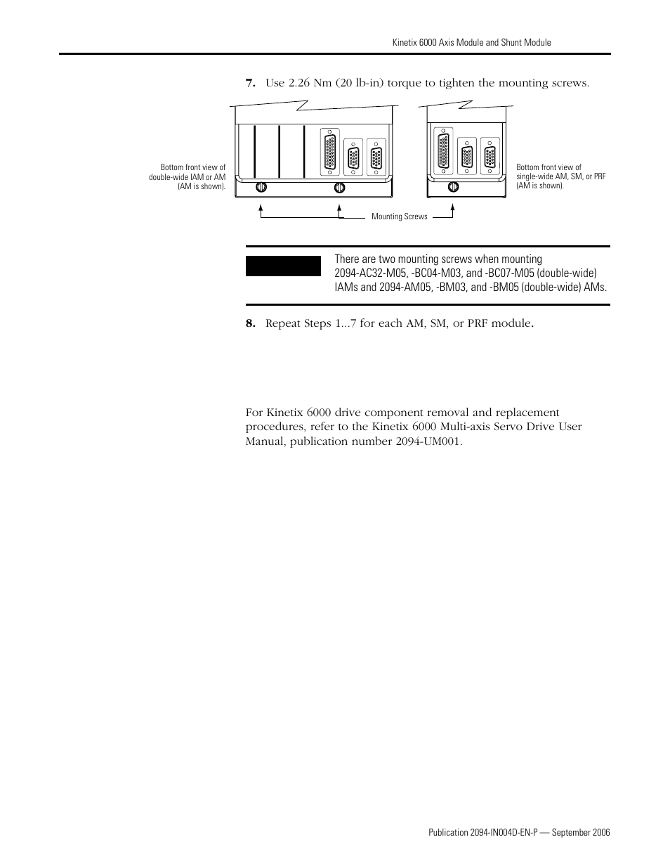 Replacing kinetix 6000 drive components | Rockwell Automation 2094 Kinetix 6000 Axis Module and Shunt Module Install User Manual | Page 7 / 8
