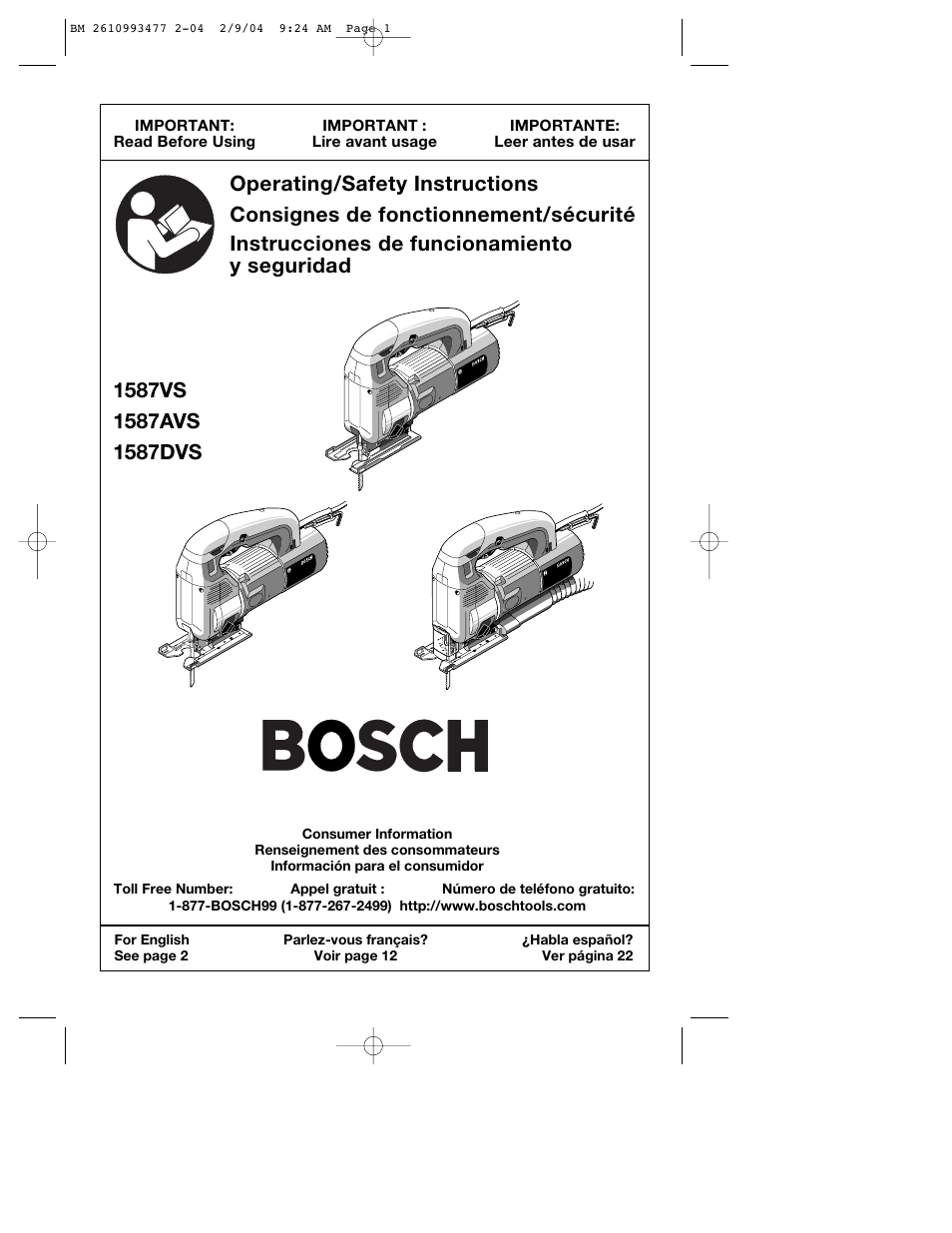 Bosch 1587DVS User Manual | 32 pages