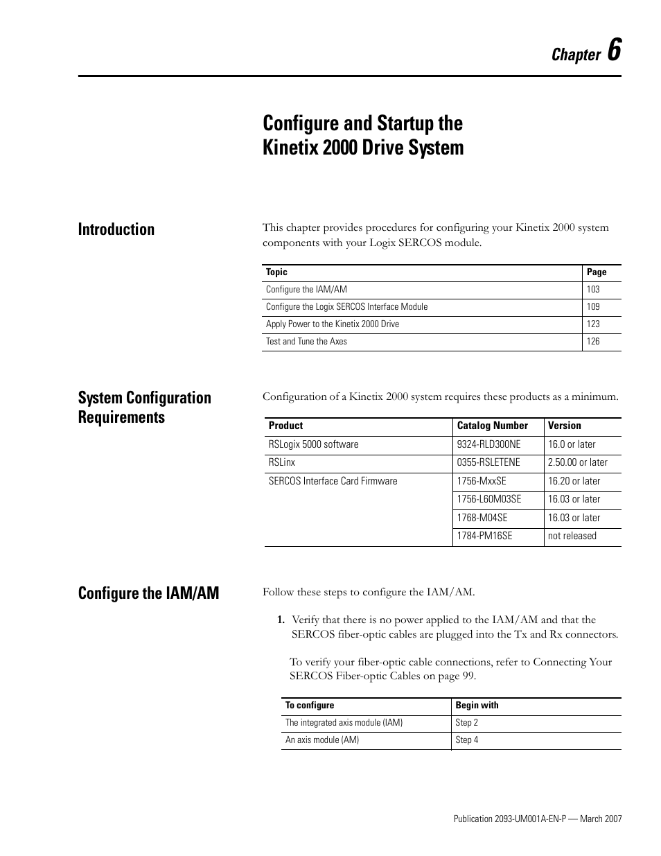 Introduction, System configuration requirements, Configure the iam/am | Chapter 6, Chapter | Rockwell Automation 2093-xxxx Kinetix 2000 Multi-axis Servo Drive User Manual User Manual | Page 103 / 226